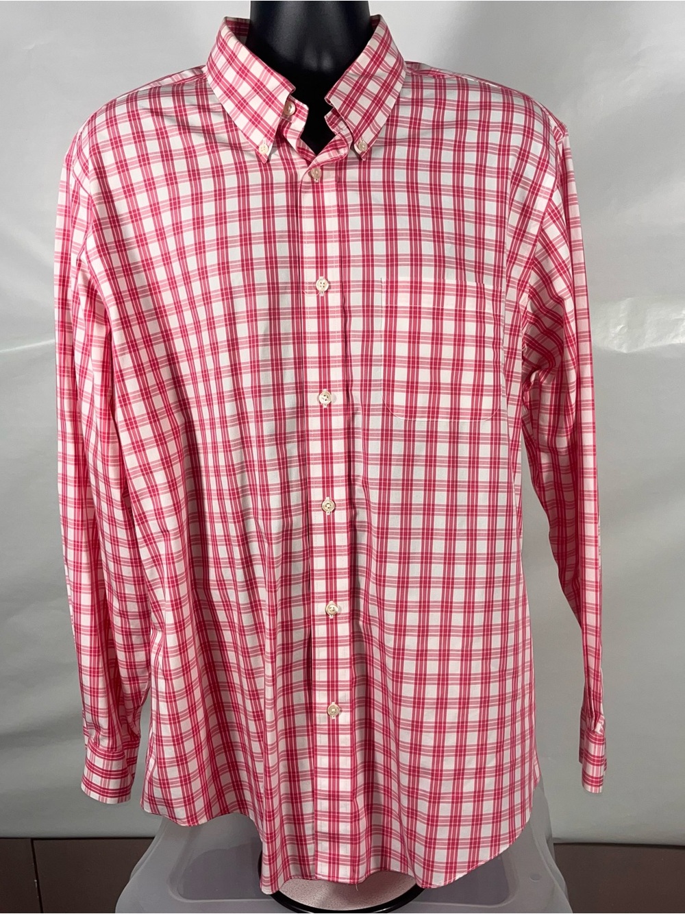 Brooks Brothers Pink and White Plaid Button-Down Shirt